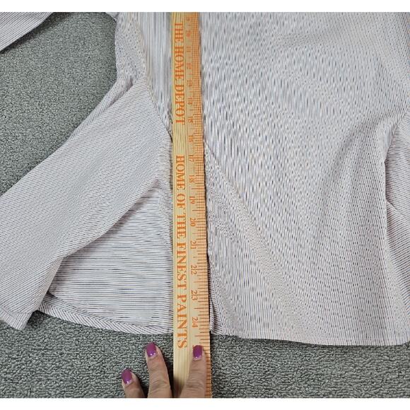 Romeo + Juliet Couture Bell Sleeve Striped Blouse Womens Medium Boho Peplum Top - Picture 9 of 9